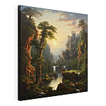 Tableaux Cascade et château dans les montagnes