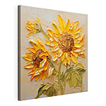 Tableaux Peinture de tournesols sur une surface blanche