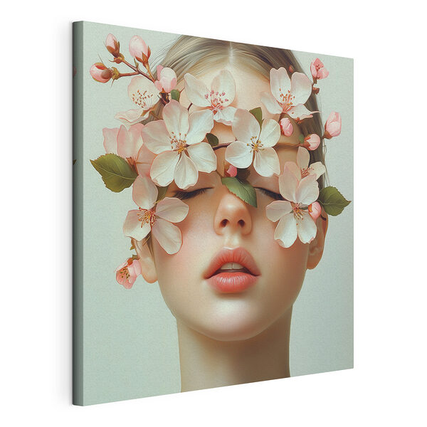 Tableaux Femme avec des fleurs sur le visage