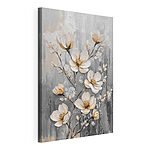 Tableaux Peinture de fleurs sur fond gris