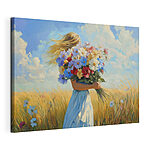 Tableaux Femme tenant un bouquet de fleurs