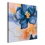 Tableaux Peinture de fleurs bleues et orange