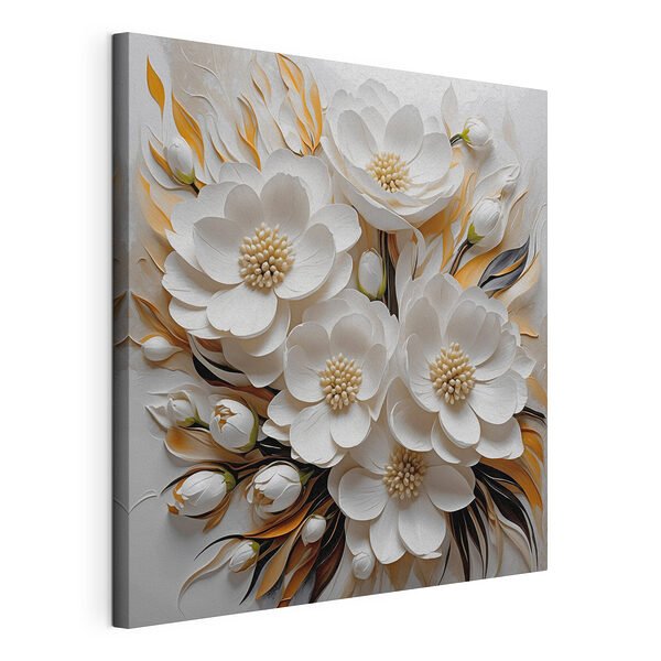 Tableaux Fleurs et feuilles blanches