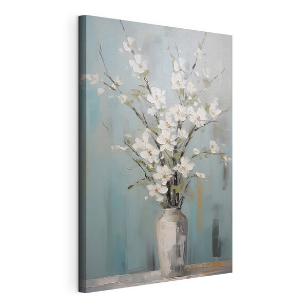 Peinture d'un vase avec des fleurs blanches Tableaux Peinture d'un vase avec des fleurs blanches