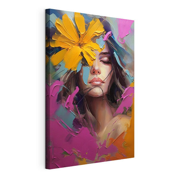 Tableaux Peinture d'une femme avec des fleurs sur le visage