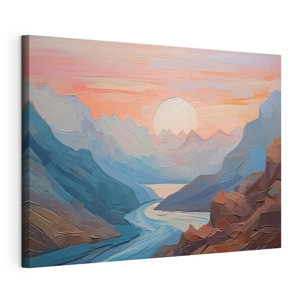 Tableaux Rivière traversant une montagne