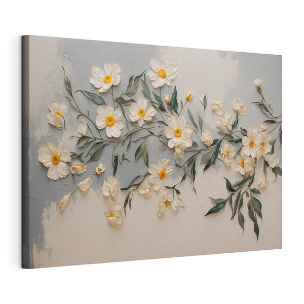 Fleurs blanches et feuilles vertes Tableaux Fleurs blanches et feuilles vertes