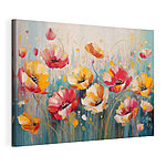 Tableaux Peinture de fleurs sur fond bleu