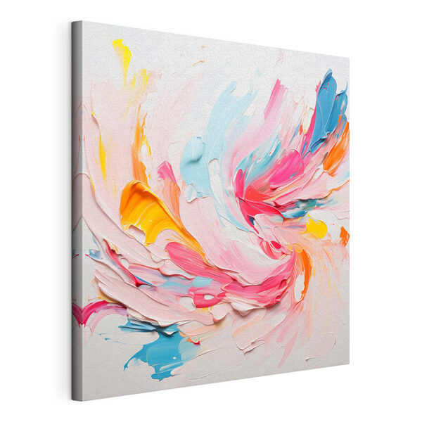 Tableaux Tourbillons de peinture colorée sur une surface blanche