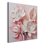 Tableaux Fleurs blanches sur fond rose