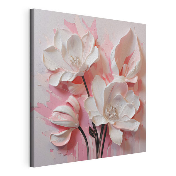 Fleurs blanches sur fond rose Tableaux Fleurs blanches sur fond rose