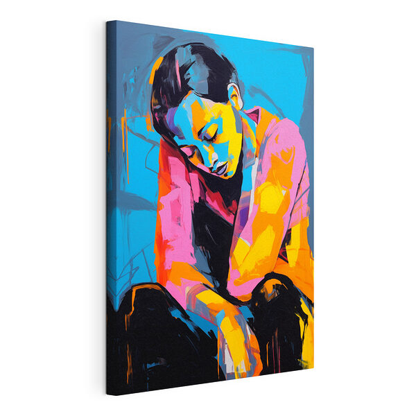 Peinture d'une femme avec la tête sur les genoux Tableaux Peinture d'une femme avec la tête sur les genoux