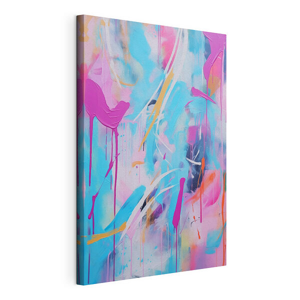Peinture colorée avec des éclaboussures de peinture rose et bleue Tableaux Peinture colorée avec des éclaboussures de peinture rose et bleue