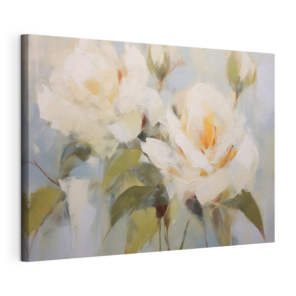 Tableaux Peinture de fleurs sur fond bleu