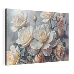 Tableaux Groupe de roses blanches avec gouttes d'eau