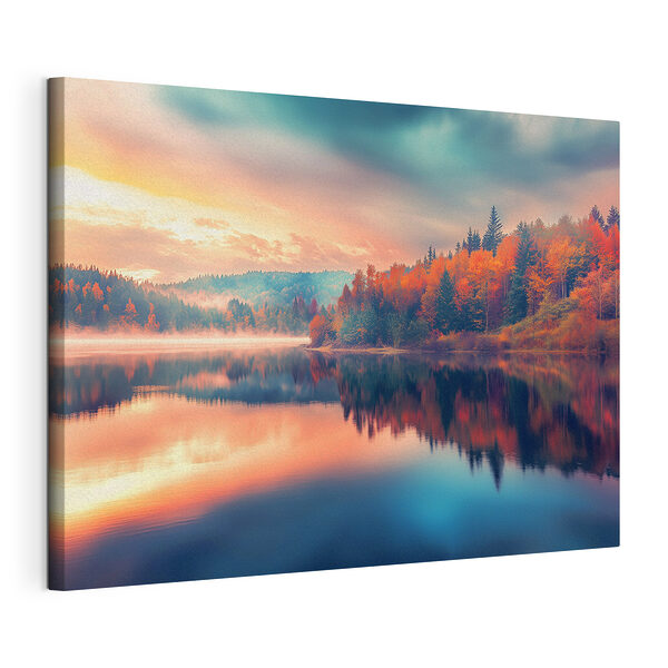 Lac avec des arbres et des nuages dans le ciel Tableaux Lac avec des arbres et des nuages dans le ciel