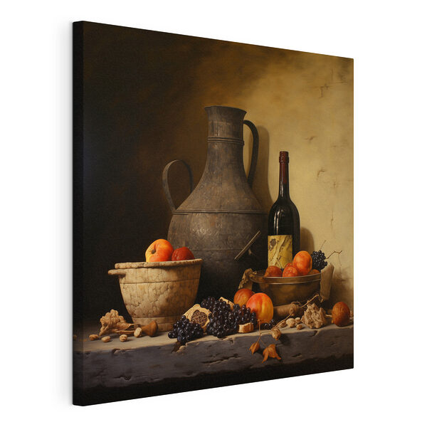 Nature morte avec des fruits et une bouteille Tableaux Nature morte avec des fruits et une bouteille