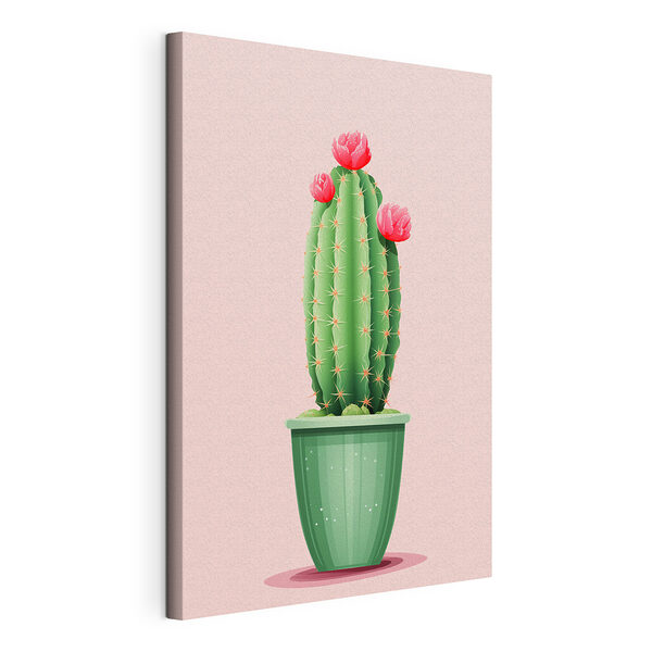 Cactus avec fleurs dans un pot Tableaux Cactus avec fleurs dans un pot