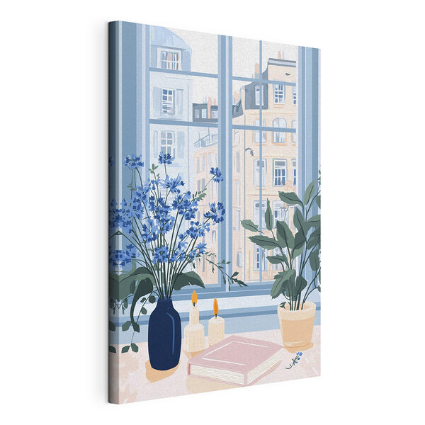 Fenêtre avec fleurs et bougies Tableaux Fenêtre avec fleurs et bougies