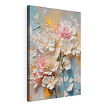 Tableaux Peinture de fleurs sur fond bleu et jaune