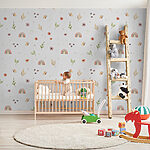 Papier peint Motif naturel fantaisiste avec des arcs-en-ciel