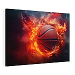 Tableaux Un ballon de basket en flammes sur fond noir