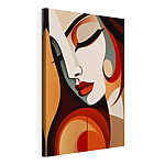 Tableaux Visage de femme aux lèvres rouges et aux cheveux noirs