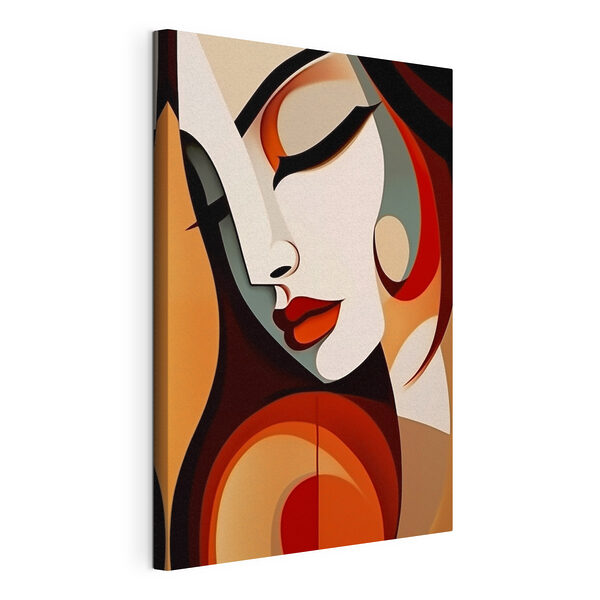 Visage de femme aux lèvres rouges et aux cheveux noirs Tableaux Visage de femme aux lèvres rouges et aux cheveux noirs