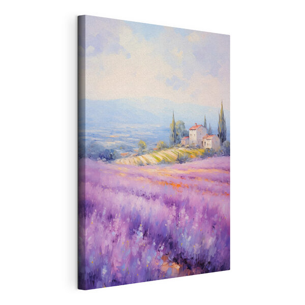 Tableaux Peinture représentant une maison dans un champ de lavande