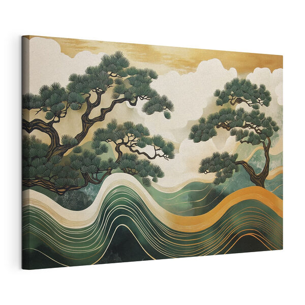 Peinture représentant des arbres et des vagues Tableaux Peinture représentant des arbres et des vagues