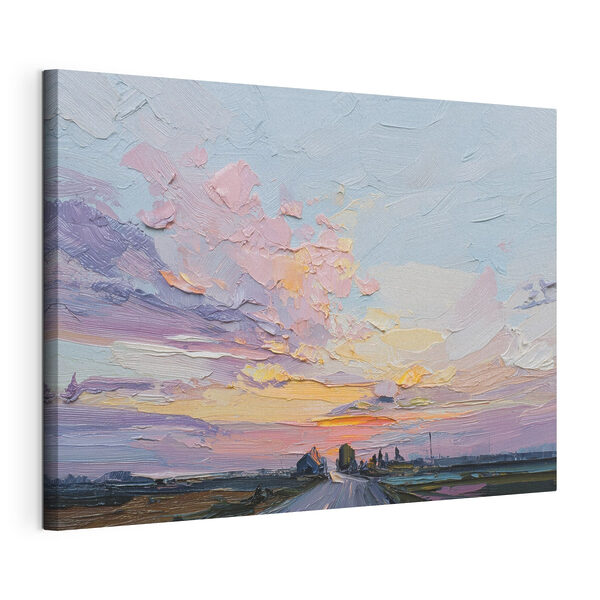 Peinture représentant une route et des bâtiments Tableaux Peinture représentant une route et des bâtiments