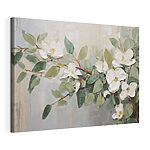 Tableaux Peinture représentant des fleurs blanches et des feuilles vertes