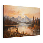 Tableaux Peinture représentant un lac avec des montagnes en arrière-plan
