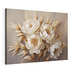 Tableaux Composition de fleurs blanches et de feuilles brunes