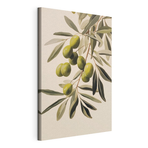 Tableaux Peinture représentant des olives vertes sur une branche