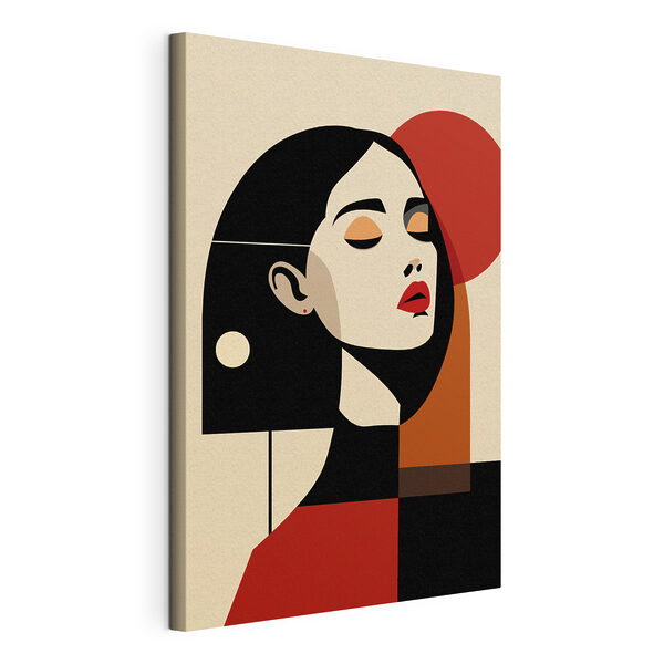 Tableaux Femme aux cheveux noirs et aux lèvres rouges