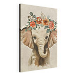 Tableaux Petit éléphant avec des fleurs sur la tête