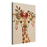Tableaux Girafe avec des fleurs sur la tête
