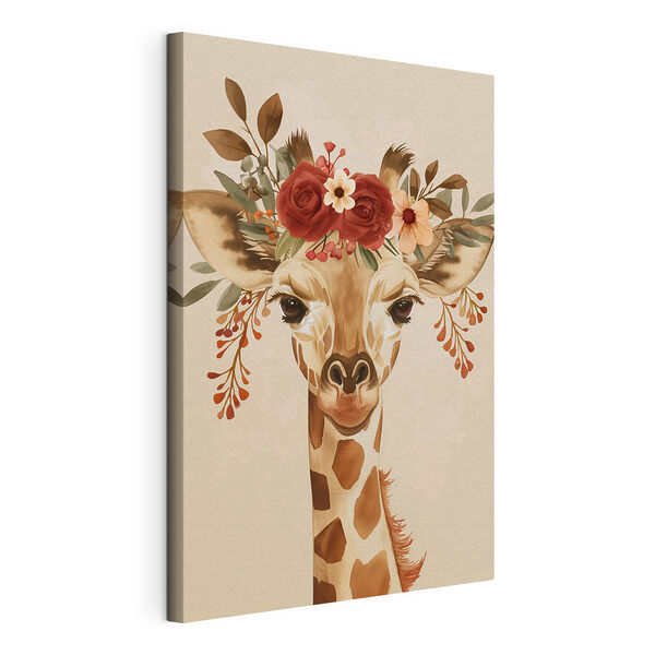 Girafe avec des fleurs sur la tête Tableaux Girafe avec des fleurs sur la tête
