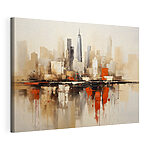 Tableaux Peinture représentant une ville avec le reflet d'un bâtiment
