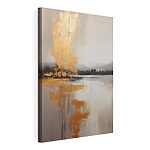 Tableaux Peinture représentant un lac avec des arbres et du brouillard