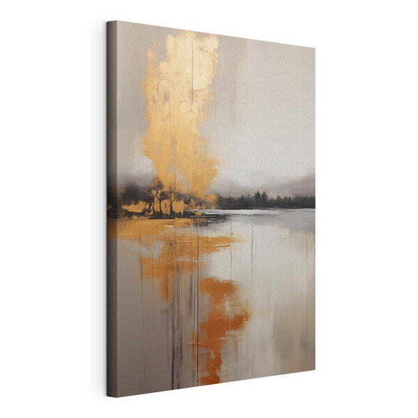 Peinture représentant un lac avec des arbres et du brouillard Tableaux Peinture représentant un lac avec des arbres et du brouillard