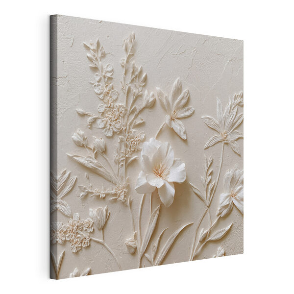 Broderie représentant une fleur blanche sur un fond blanc Tableaux Broderie représentant une fleur blanche sur un fond blanc