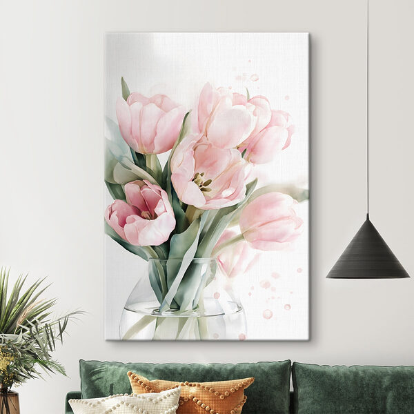 Des tulipes rose pâle dans un vase Tableaux Des tulipes rose pâle dans un vase