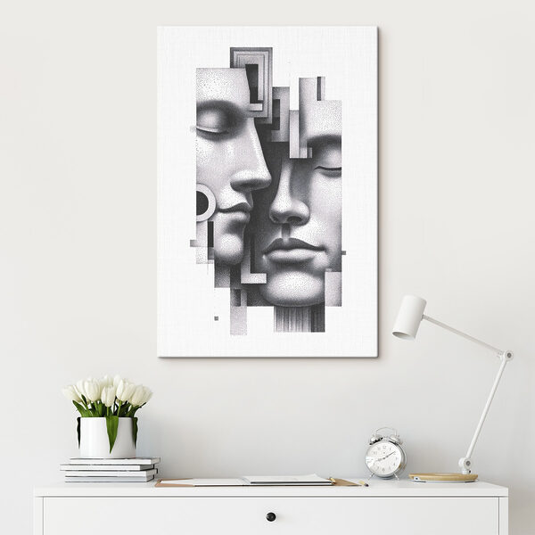 Tableaux Image en noir et blanc représentant deux visages