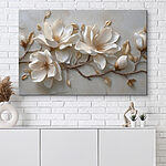 Tableaux Des fleurs blanches sur un fond blanc