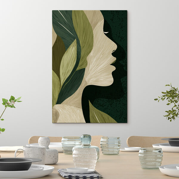 Tableaux Visage de femme orné de feuilles