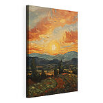 Tableaux Peinture représentant un paysage avec des arbres et des montagnes