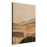 Tableaux Peinture représentant un paysage avec le soleil et des montagnes
