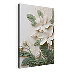 Tableaux Des fleurs et des feuilles blanches sur un fond blanc